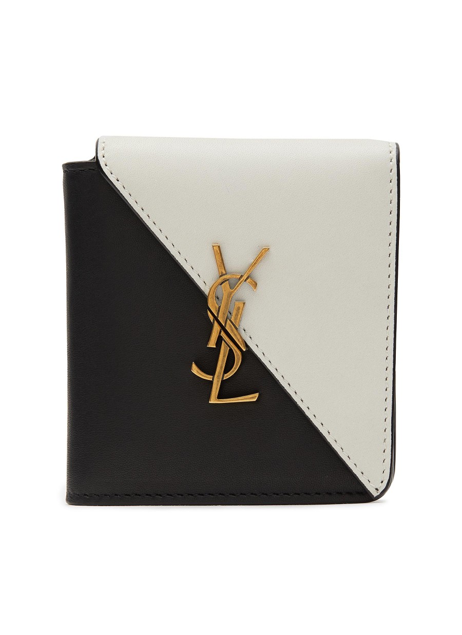 Women SAINT LAURENT Small Leather Goods | Two Toned Calfskin Leather Fold Wallet