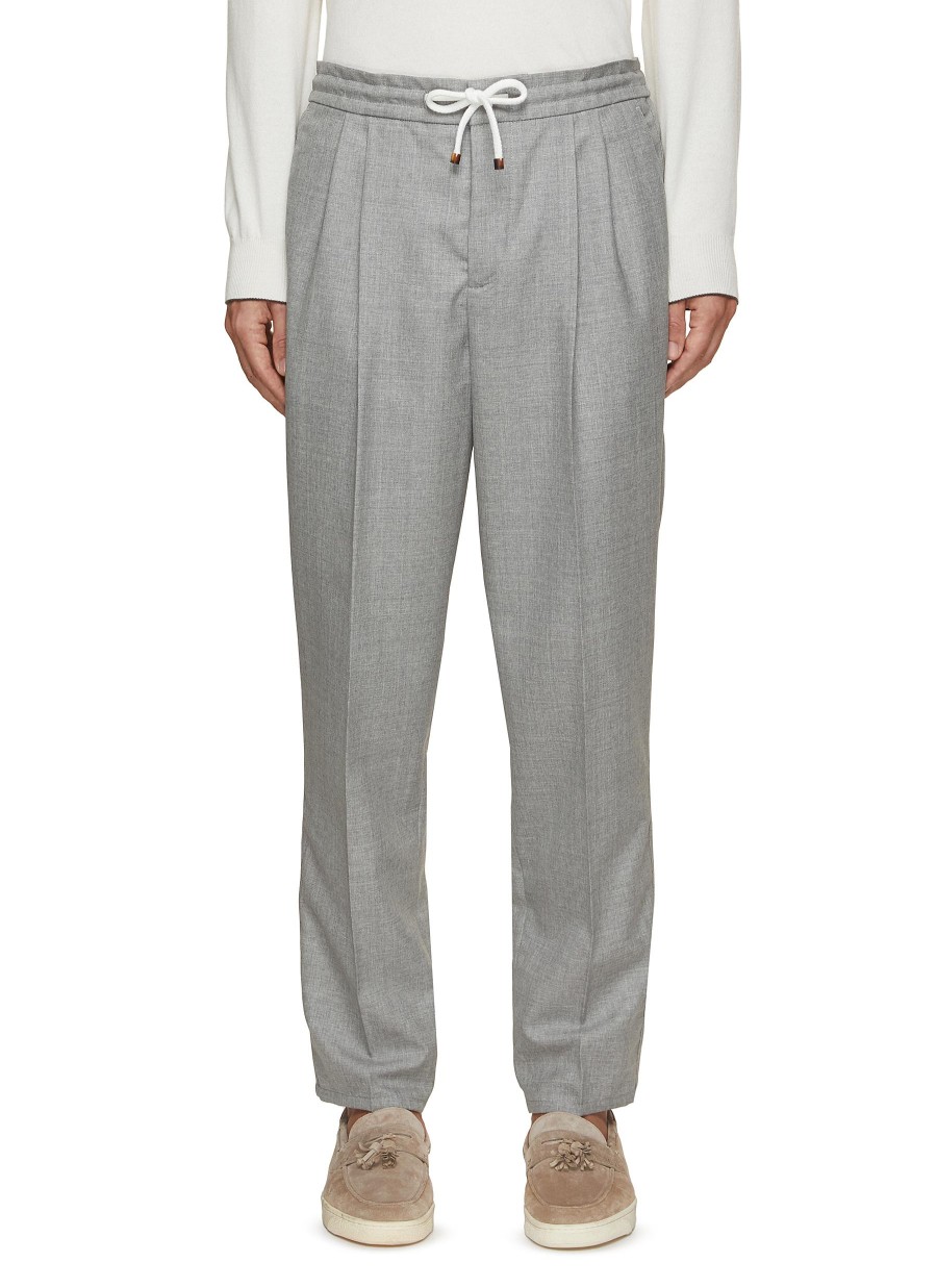 Men BRUNELLO CUCINELLI Pants | Pleated Wool Jogger Pants