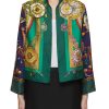 Women LILYEVE Jackets | Stand Collar Open Front Silk Jacket