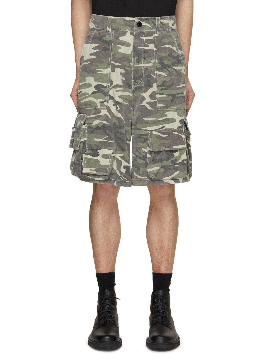 Men WE11DONE Pants | Camouflage Cargo Shorts