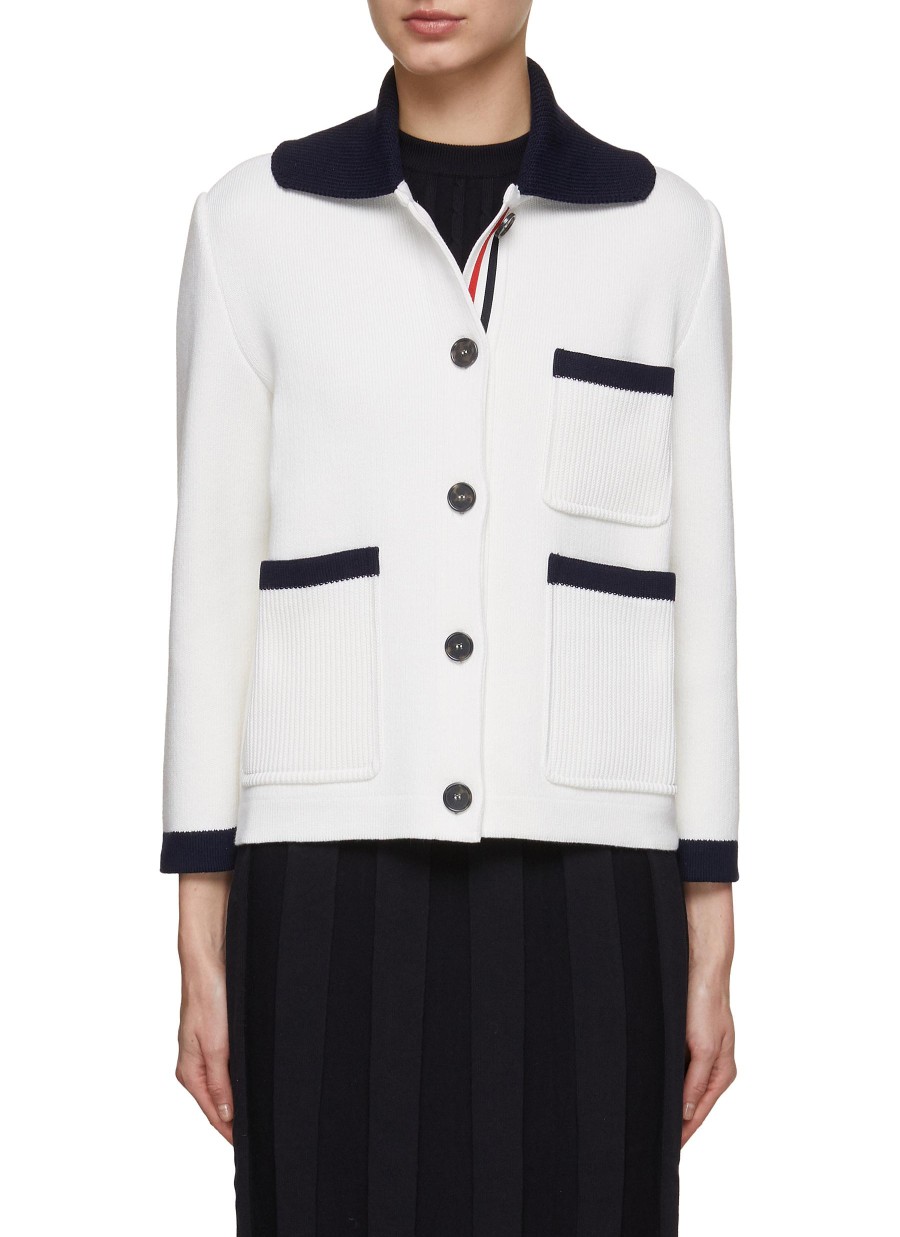 Women THOM BROWNE Jackets | Polo Collar Jacket