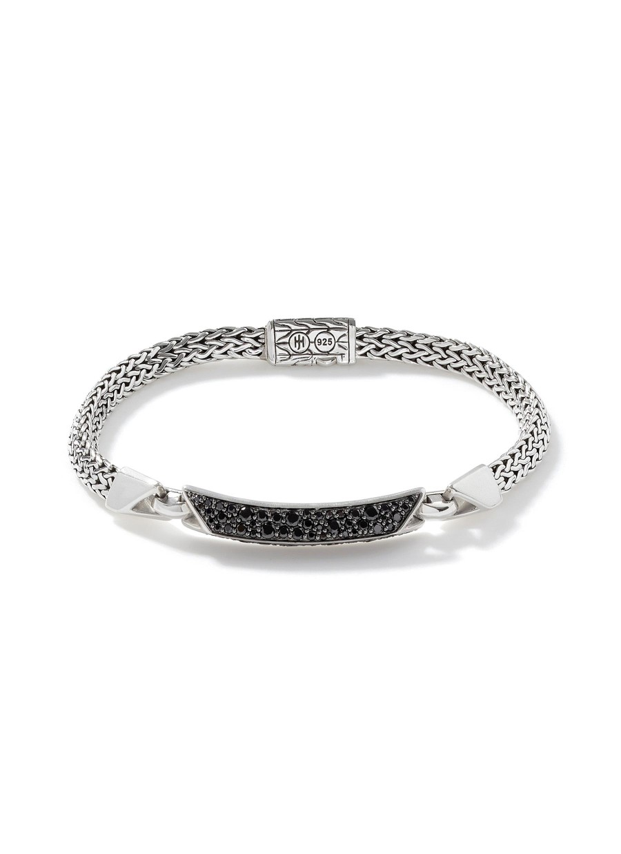 Women JOHN HARDY Fine Jewellery | Classic Chain Sterling Silver Black Sapphire Spinel Tiga Bracelet — Size Um