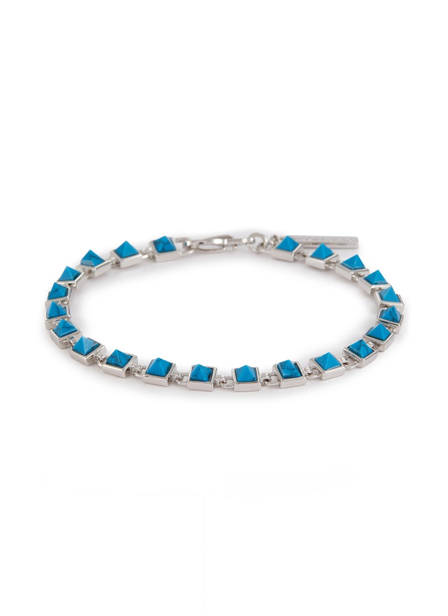 Women EDDIE BORGO Fashion Jewellery | Pyramid 12K Gold Plated Metal Turquoise Tennis Bracelet