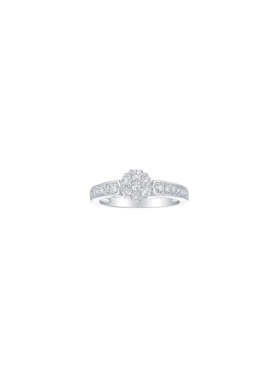 Women LC COLLECTION JEWELLERY Fine Jewellery | 18K White Gold Diamond Ring — Us 7