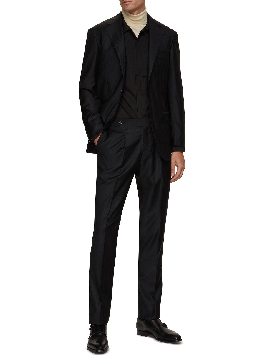 Men RING JACKET Suits | Notch Lapel Glitter Stripes Evening Suit