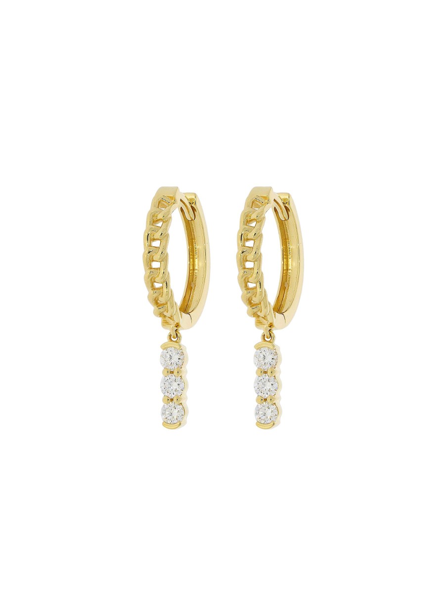 Women LC COLLECTION JEWELLERY Fine Jewellery | 18K Gold Diamond Link Hoop Earrings