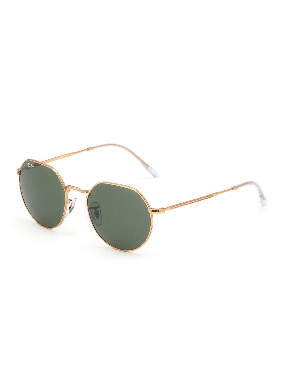 Men RAY BAN Eyewear | Jack Green Lens Metal Irregular Sunglasses