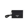 Men PRADA Small Leather Goods | Triangular Logo Leather Cardholder Necklace