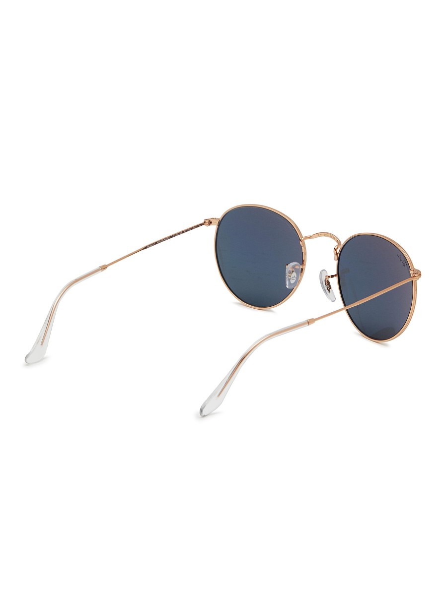 Women RAY BAN Eyewear | Blue Lens Metal Round Sunglasses