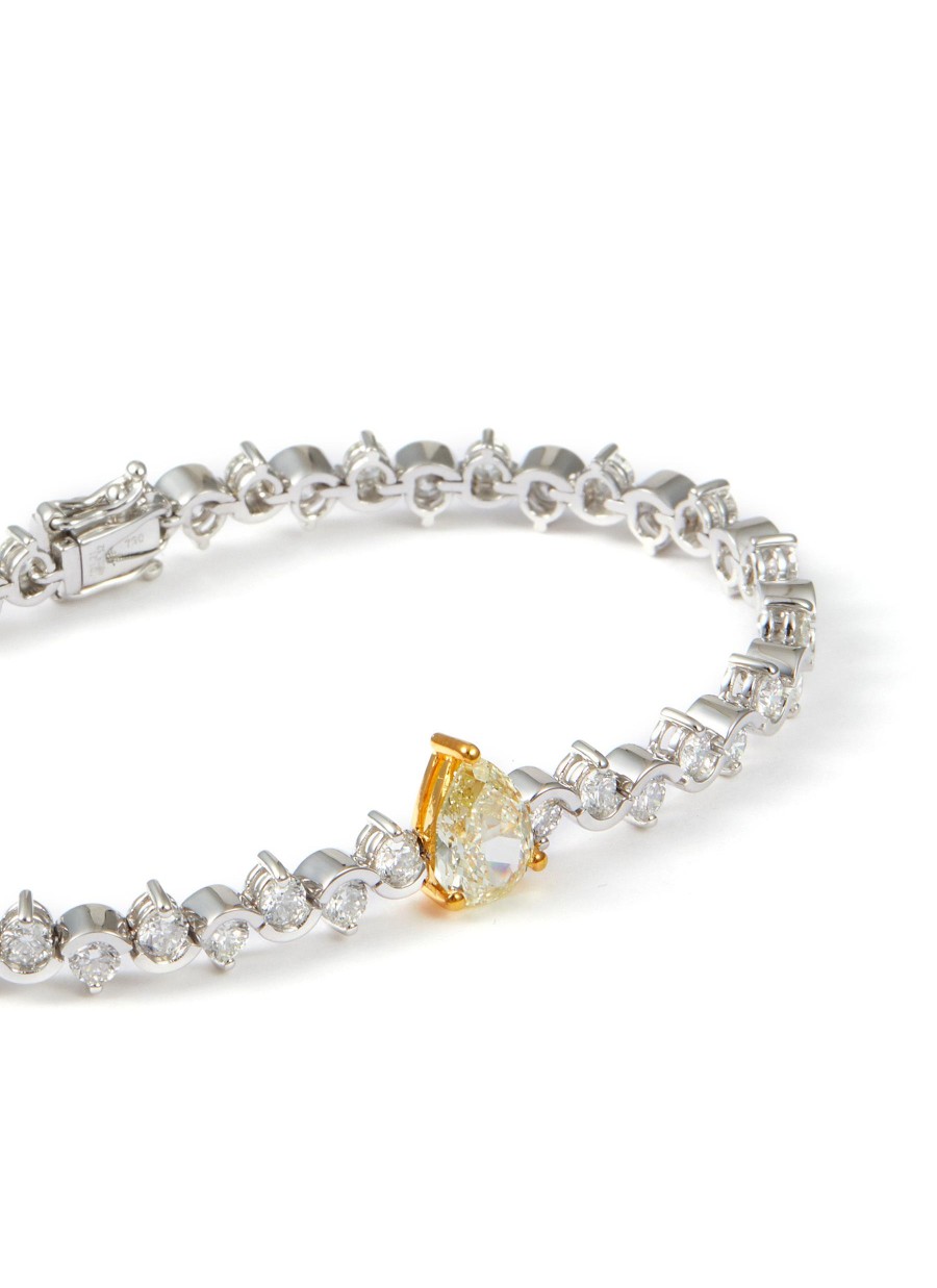 Women LC COLLECTION JEWELLERY Fine Jewellery | 18K Gold Diamond Pear Shaped Yellow Diamond Tennis Bracelet