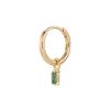 Women MÉTIER BY TOMFOOLERY Fashion Jewellery | 9K Gold Emerald Baguette Charm Original Single Clicker Earring