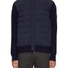 Men PAUL & SHARK Puffer | Puffer Front Panel High Neck Ribbed Wool Knit Jacket