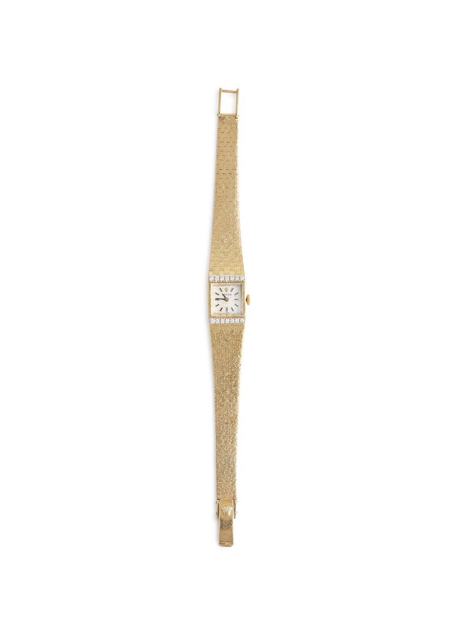 Women LANE CRAWFORD VINTAGE WATCHES Watches | Rolex 14K Gold Case Square Dial Diamond Lady Wrist Watch