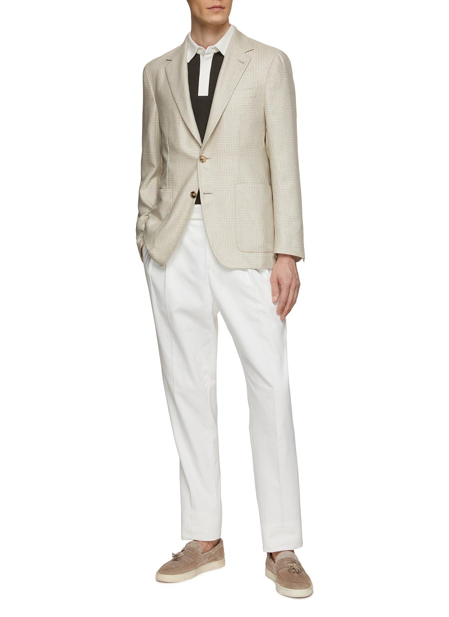 Men CANALI Suits | Notch Lapel Houndstooth Silk Blazer