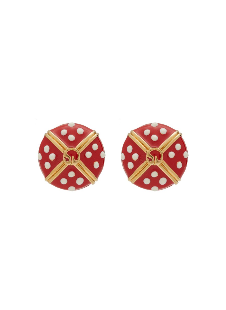 Women LANE CRAWFORD VINTAGE ACCESSORIES Vintage Accessories | St John Enamel Gold Tone Clip On Earrings