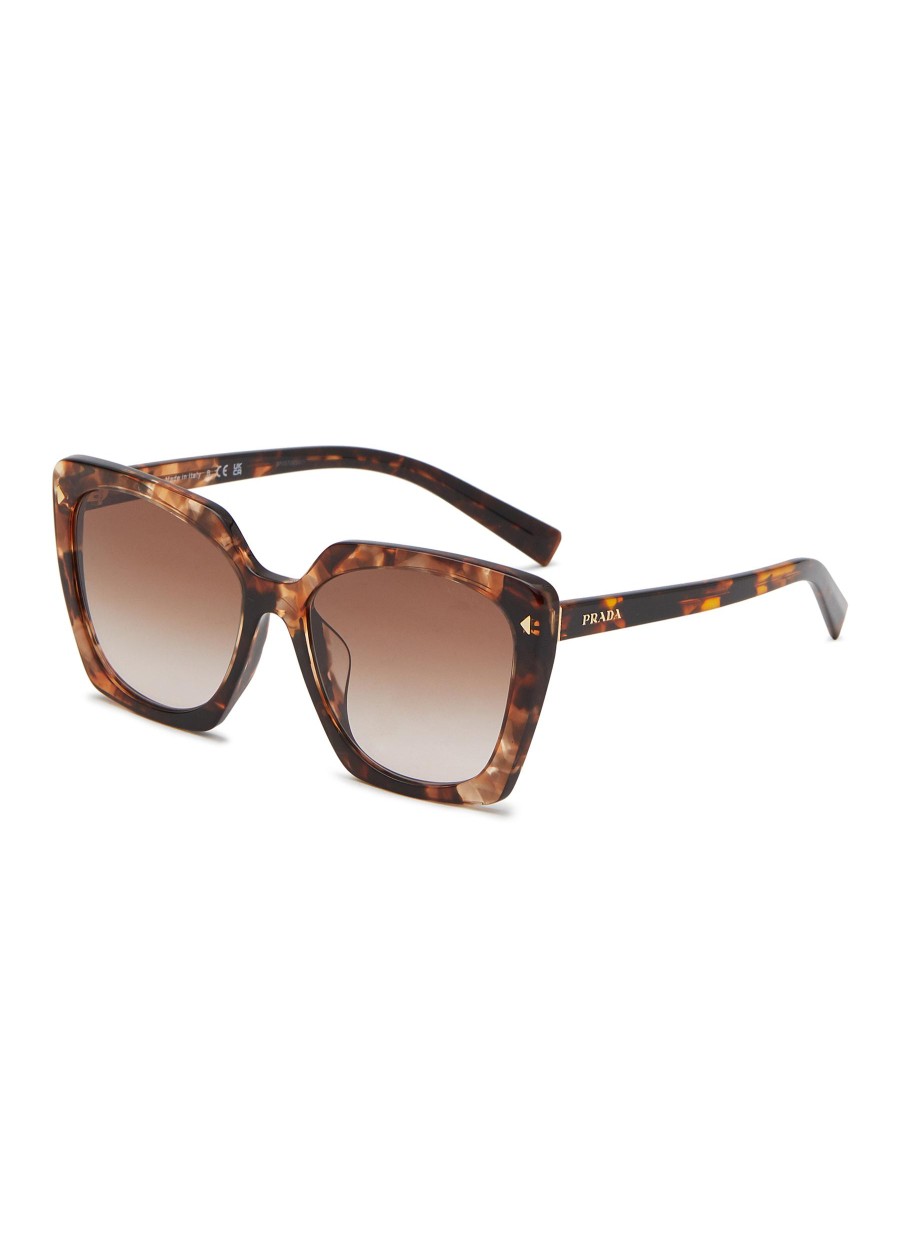 Women PRADA Eyewear | Tortoiseshell Effect Acetate Square Sunglasses