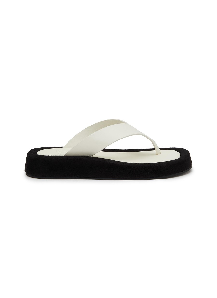 Women THE ROW Slides | Ginza Velvet Leather Sandals