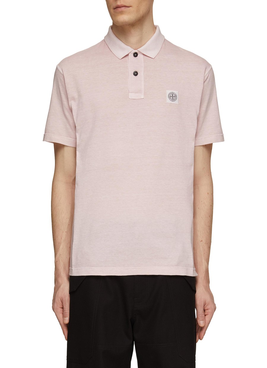 Men STONE ISLAND Polos | Compass Patch Dyed Fissato Polo Shirt