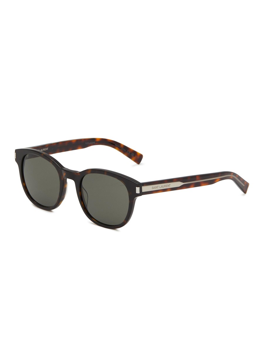 Women SAINT LAURENT Eyewear | Tortoiseshell Effect Acetate Round Sunglasses