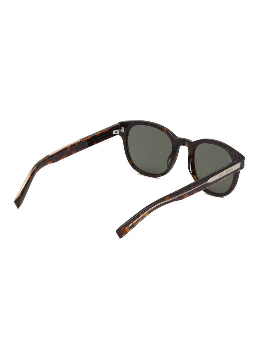 Women SAINT LAURENT Eyewear | Tortoiseshell Effect Acetate Round Sunglasses