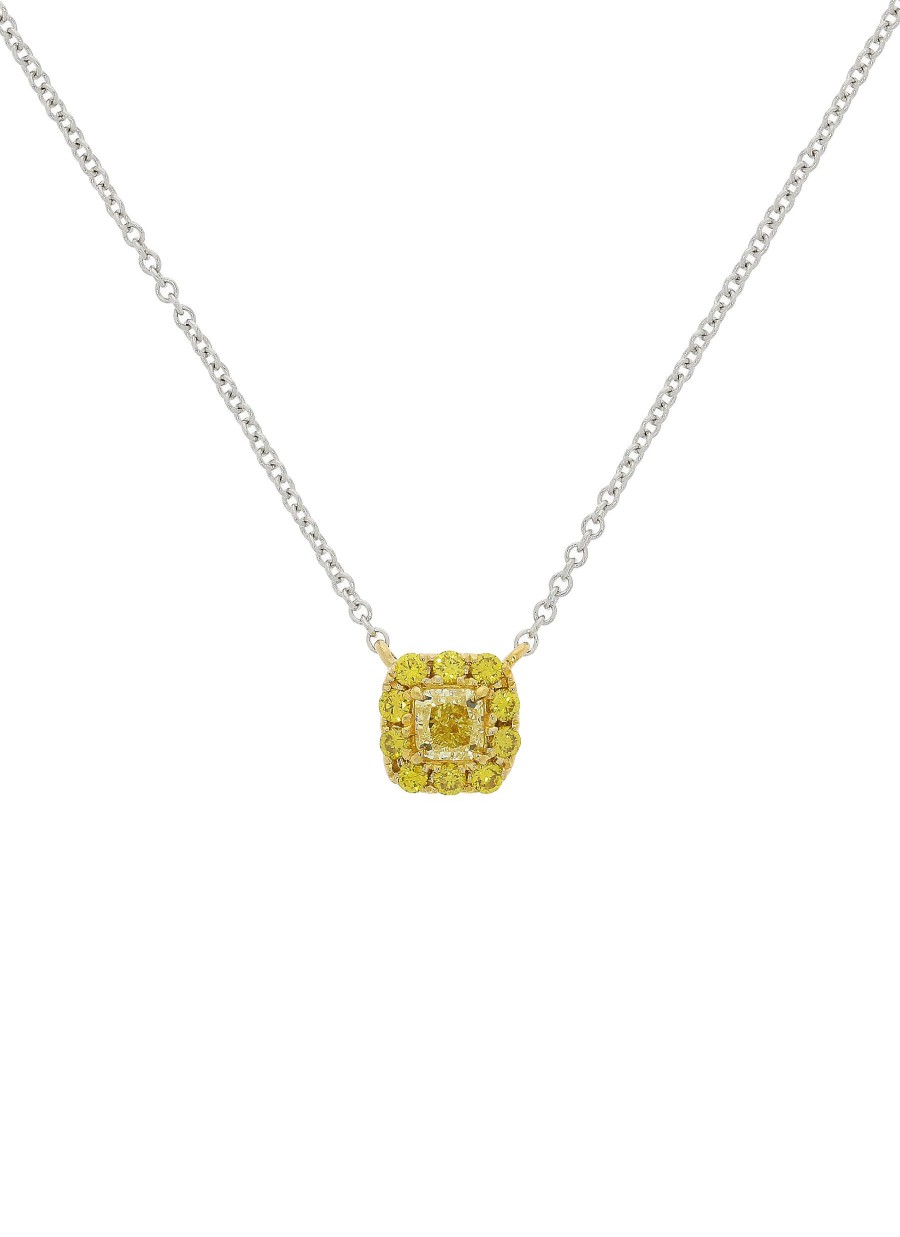 Women LC COLLECTION JEWELLERY Fine Jewellery | 18K White Yellow Gold Yellow Diamond Pendant Necklace