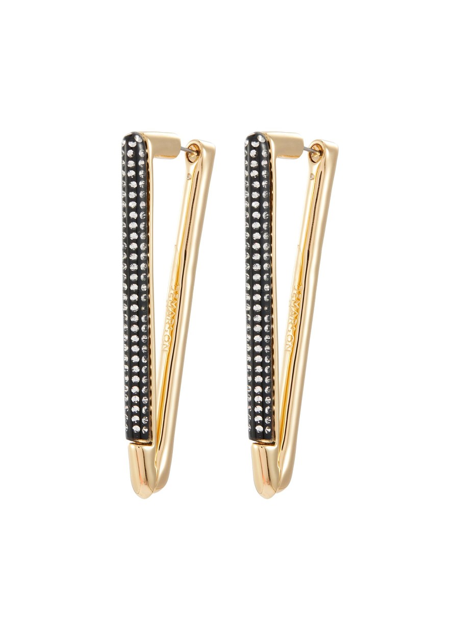 Women DEMARSON Fashion Jewellery | Noir Vita Crystal Pave Earrings