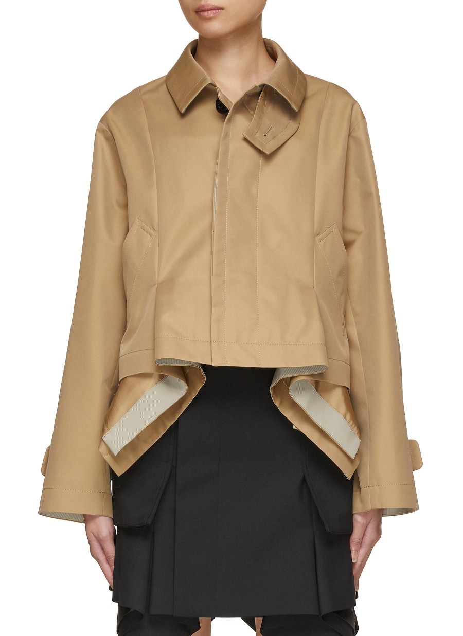 Women SACAI Jackets | Peplum Cotton Gabardine Jacket