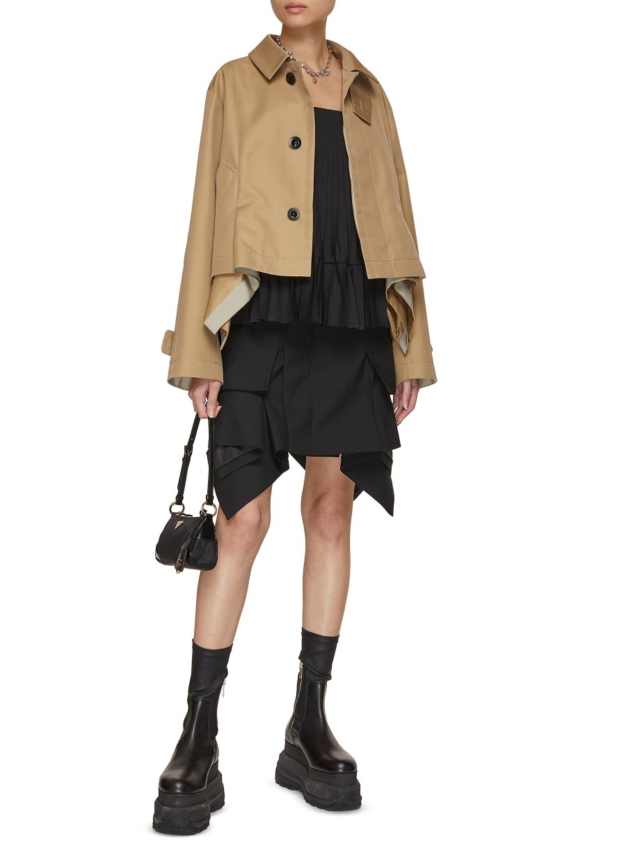 Women SACAI Jackets | Peplum Cotton Gabardine Jacket