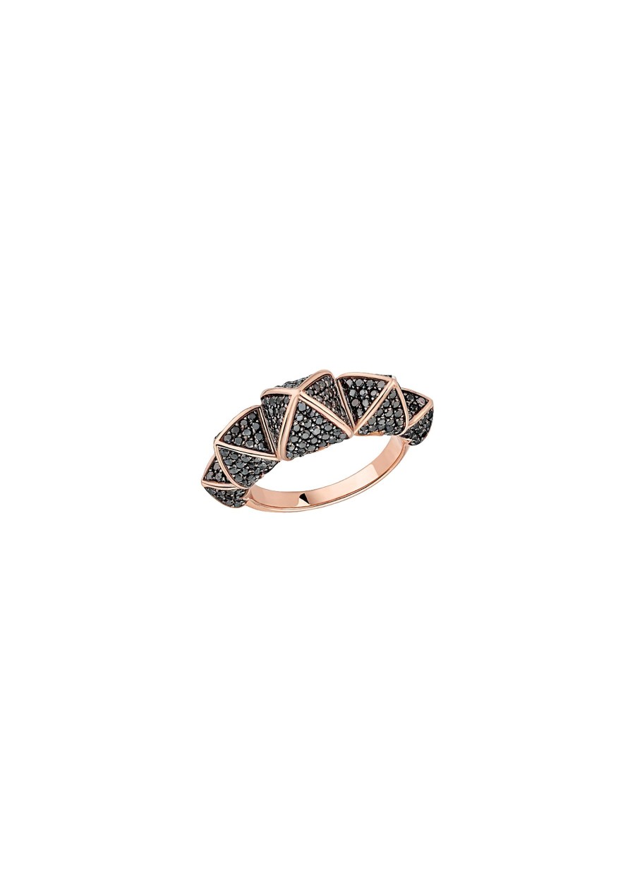 Women KORLOFF Fine Jewellery | Korlove 18K Rose Gold Black Diamond Ring — Size 53