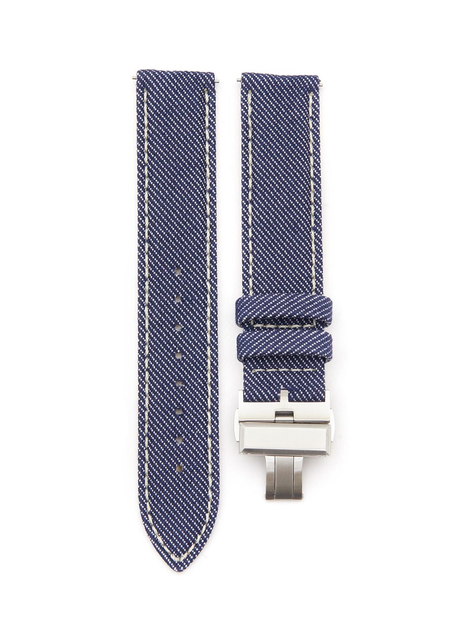 Men CUSTOM T. WATCH ATELIER Watches | Brushed Steel Butterfly Clasp Denim Watch Strap