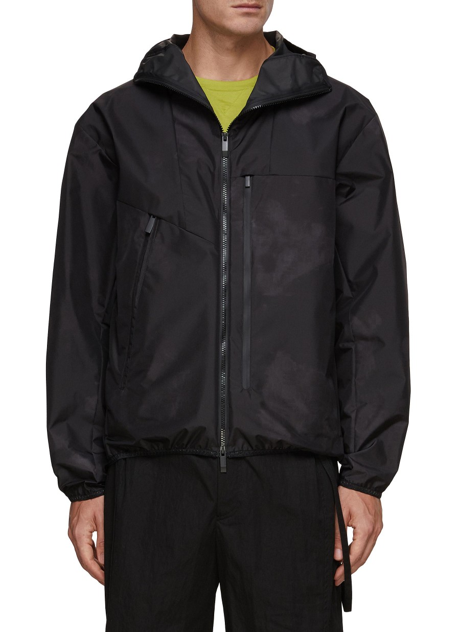 Men MONCLER Jackets | Reflective Hood Logo Ripstop Jacket