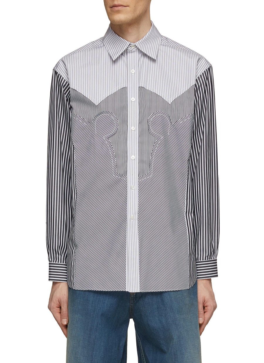 Men MAISON MARGIELA Shirts | Contrast Striped Western Shirt