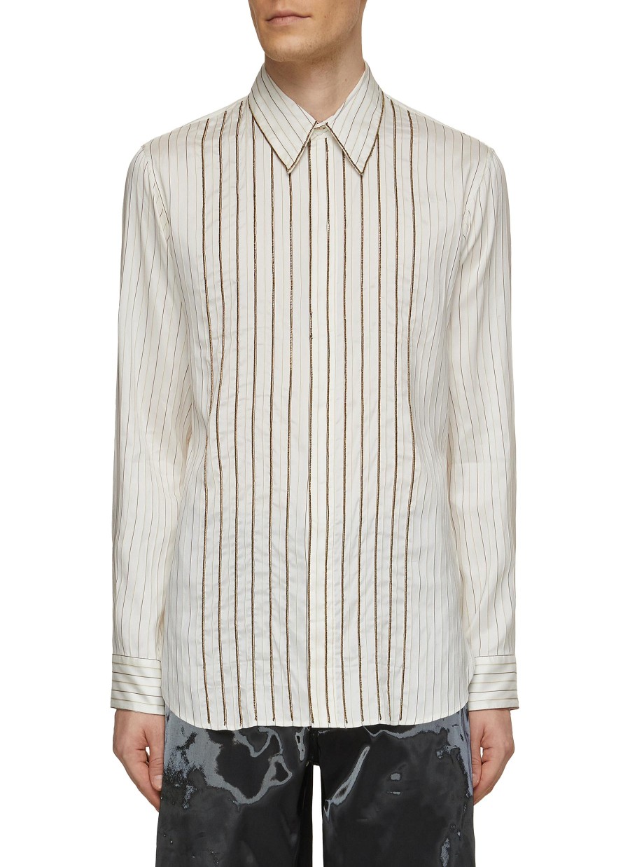 Men DRIES VAN NOTEN Shirts | Chain Embellished Silk Cotton Shirt