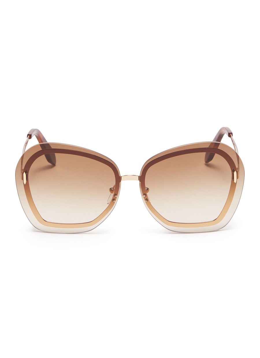 Women VICTORIA BECKHAM Eyewear | Floating Butterfly' Oversized Angular Metal Sunglasses