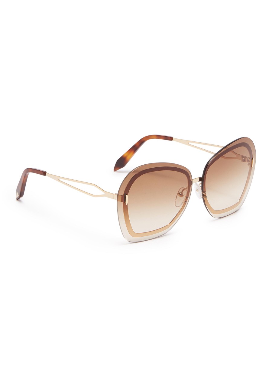 Women VICTORIA BECKHAM Eyewear | Floating Butterfly' Oversized Angular Metal Sunglasses