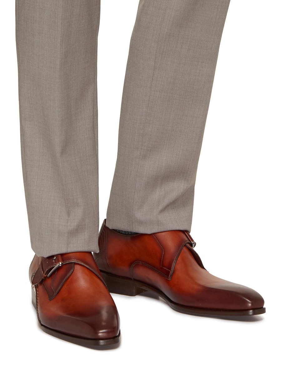 Men MAGNANNI Formal Shoes | Burnished Monk Leather Loafers