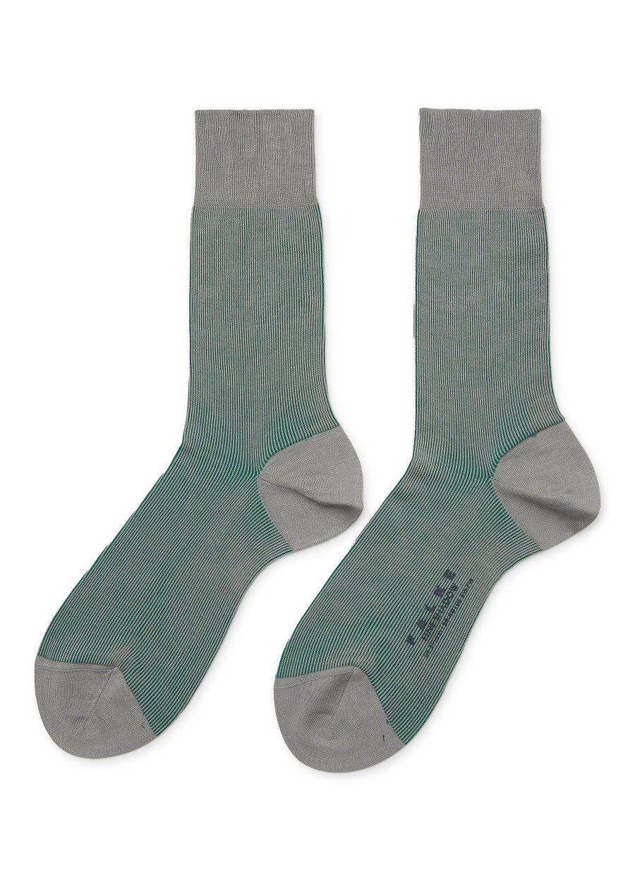 Men FALKE Socks | Fine Shadow Stripe Cotton Blend Short Socks