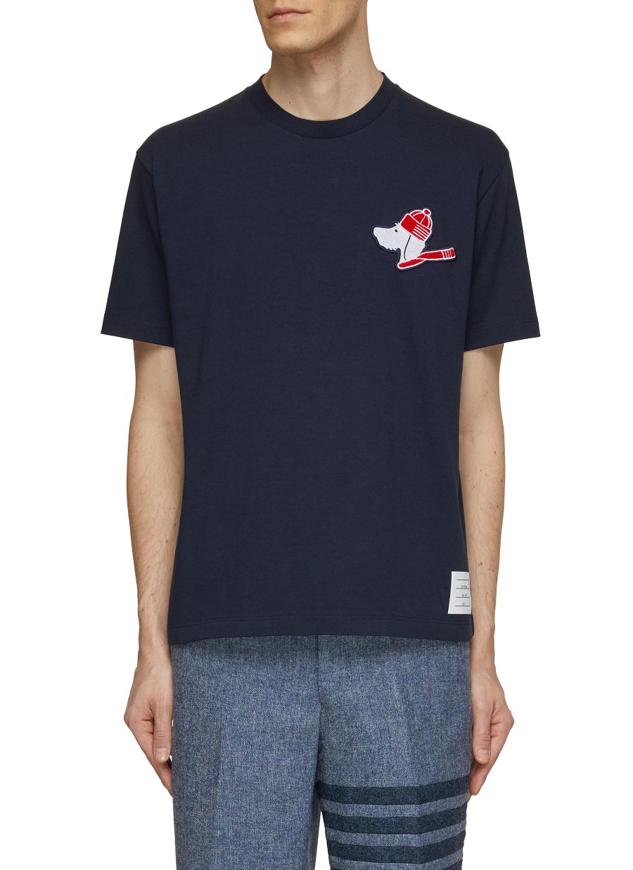 Men THOM BROWNE T-Shirts | Embroidered Hector With Hat Crewneck T-Shirt