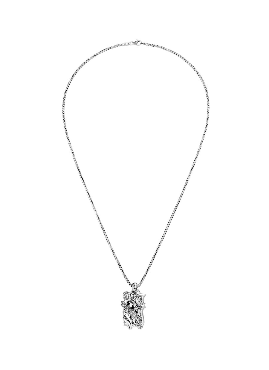 Women JOHN HARDY Fine Jewellery | Legends Naga Sterling Silver Dog Tag Sapphire Pendant — Size 26