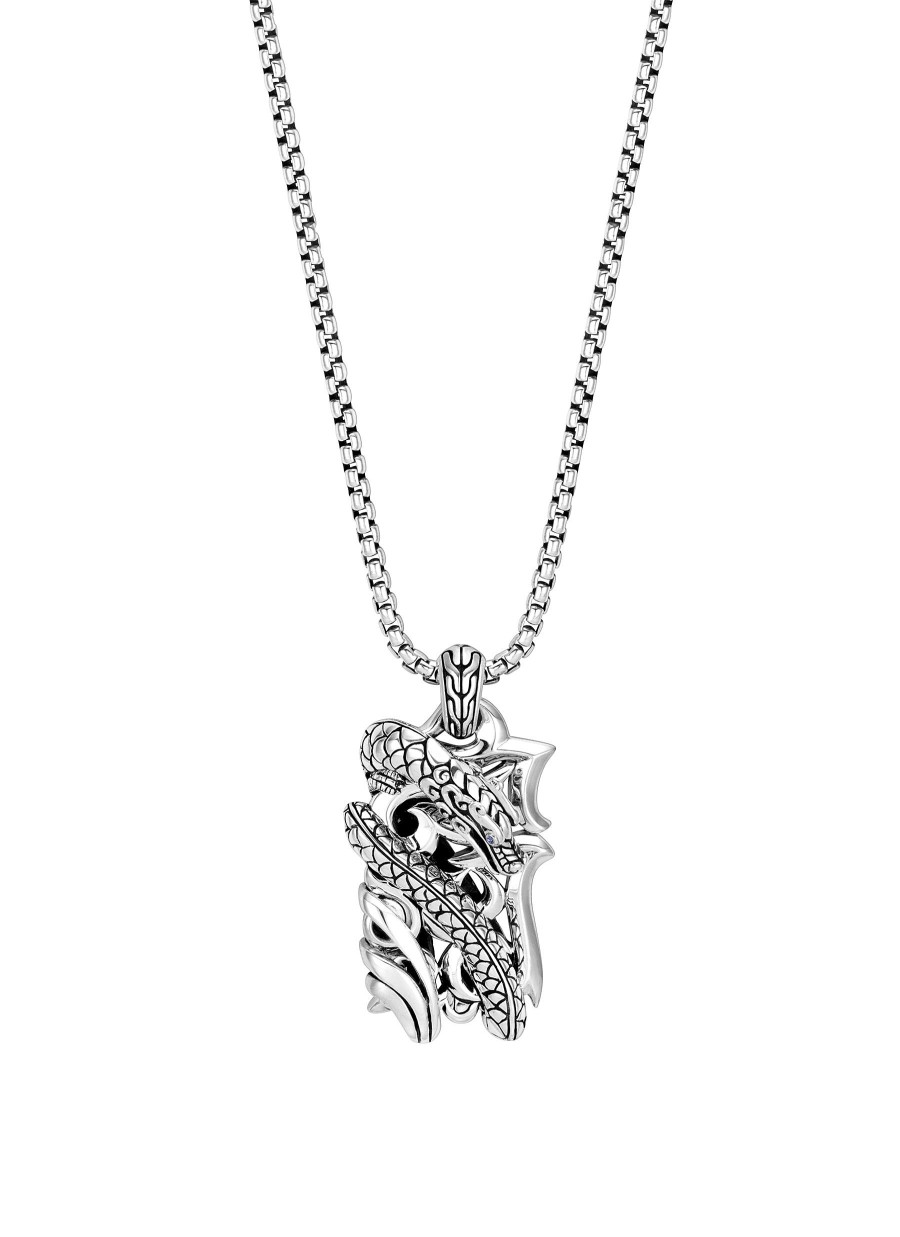 Women JOHN HARDY Fine Jewellery | Legends Naga Sterling Silver Dog Tag Sapphire Pendant — Size 26