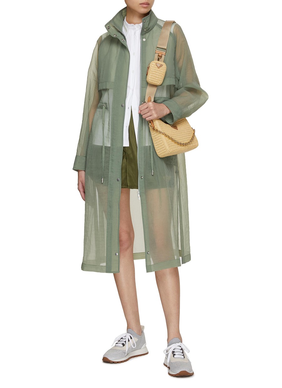 Women PESERICO Jackets | High Neck Organza Military Coat