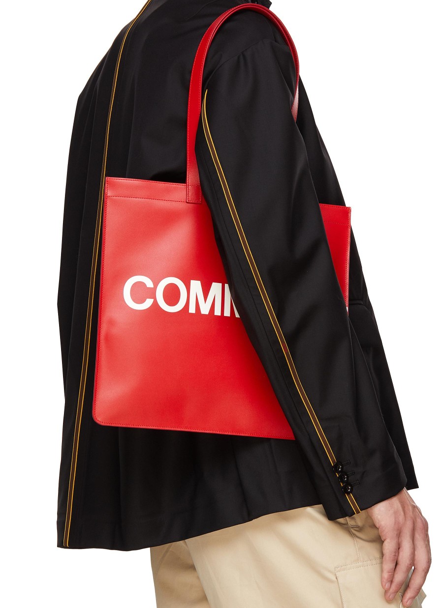 Men COMME DES GARÇONS Tote Bags | Logo Print Leather Tote Bag