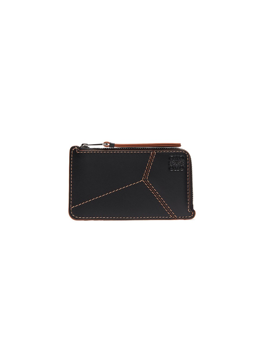 Men LOEWE Small Leather Goods | Puzzle' Contrast Stitch Zipped Leather Cardholder