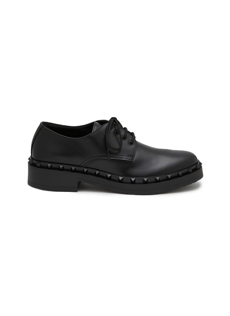 Men VALENTINO Formal Shoes | Leather M-Way Rockstud Derby Shoes