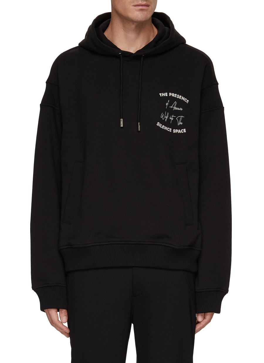 Men SOLID HOMME Pullovers & Hoodies | Slogan Embroidery Hoodie