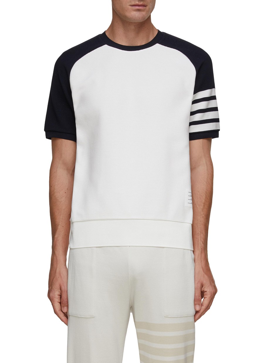 Men THOM BROWNE Pullovers & Hoodies | 4 Bar Raglan Sleeve Cotton T-Shirt