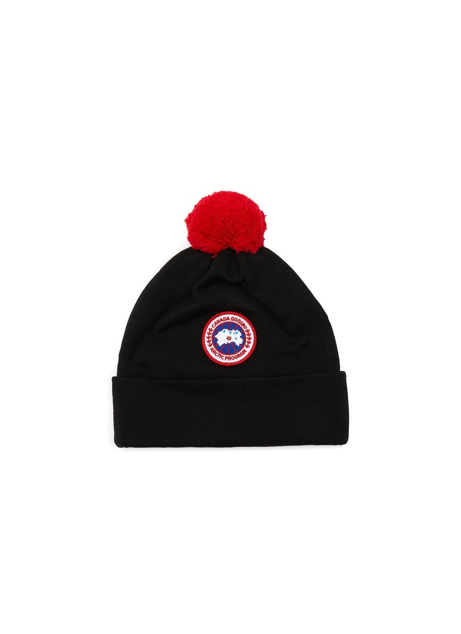 Women CANADA GOOSE Accessories | Pom Pom Logo Kids Toque Beanie Hat