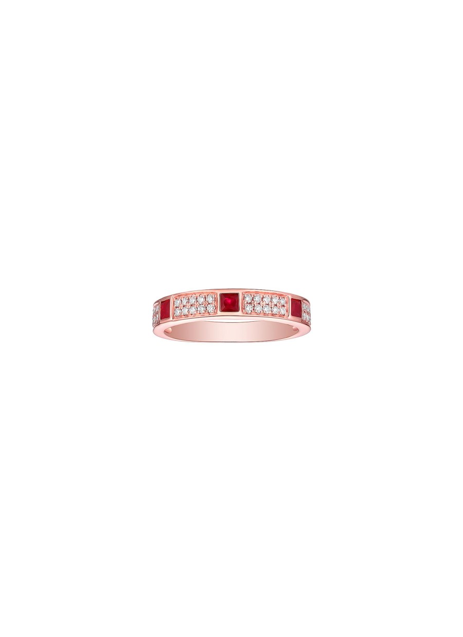 Women LC COLLECTION JEWELLERY Fine Jewellery | 18K Rose Gold Diamond Ruby Ring — Us 7