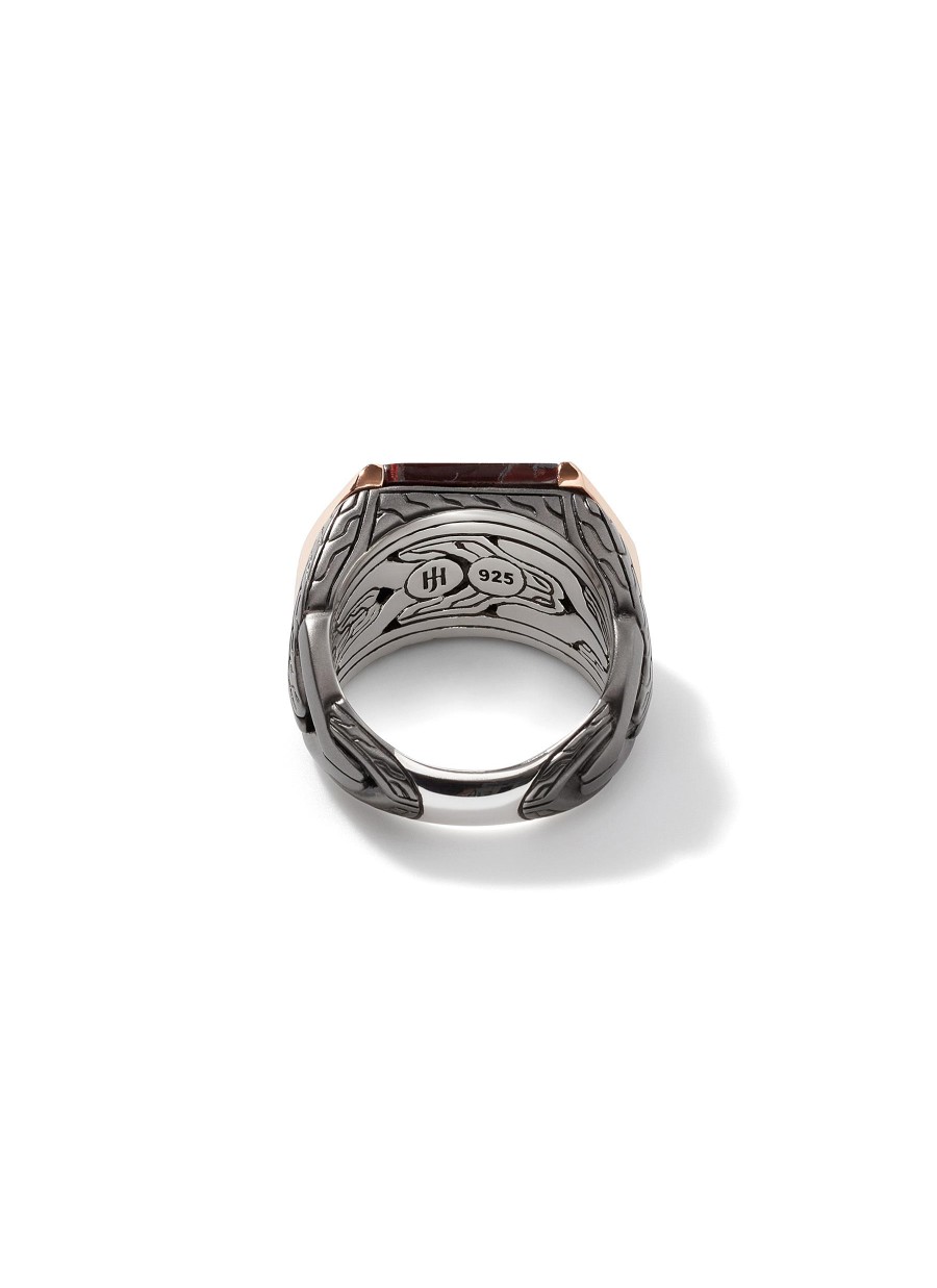 Women JOHN HARDY Fine Jewellery | Classic Chain Asli Sterling Silver Bronze Tiger Iron Signet Ring — Size 10