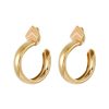 Women LANE CRAWFORD VINTAGE ACCESSORIES Vintage Accessories | Trifari Gold Tone Peach Ivory Enamel Front Facing Hoops Clip On Earrings